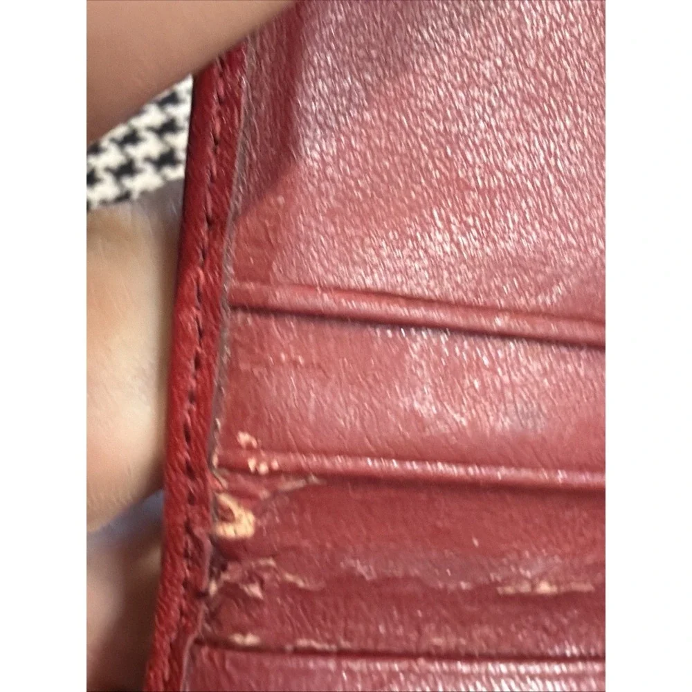 Vintage Etienne Aigner Red Leather Wallet Card Holder Gold Logo Bifold